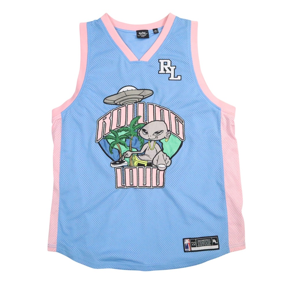 Rolling Loud Miami 22 Basketball‎ Jersey Mens XL Blue Pink Mesh Hip Hop Festival